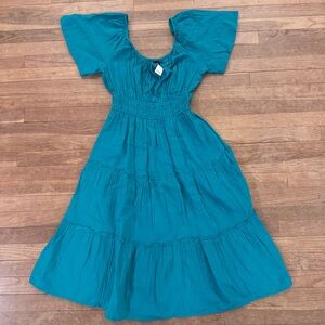 NWT Gap  100% cotton gauze peasant neck short sleeve a-line midi dress | M
 b51